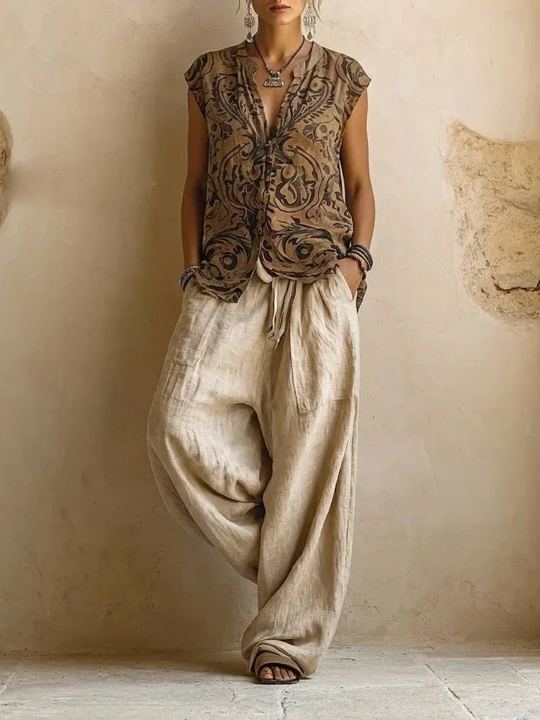 Completo Donna 3 Pezzi con Fantasia Geometrica Vintage