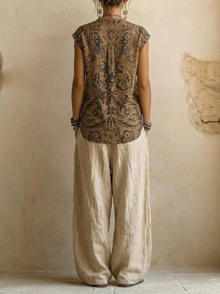 Completo Donna 3 Pezzi con Fantasia Geometrica Vintage
