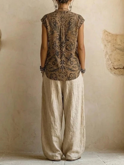 Completo Donna 3 Pezzi con Fantasia Geometrica Vintage