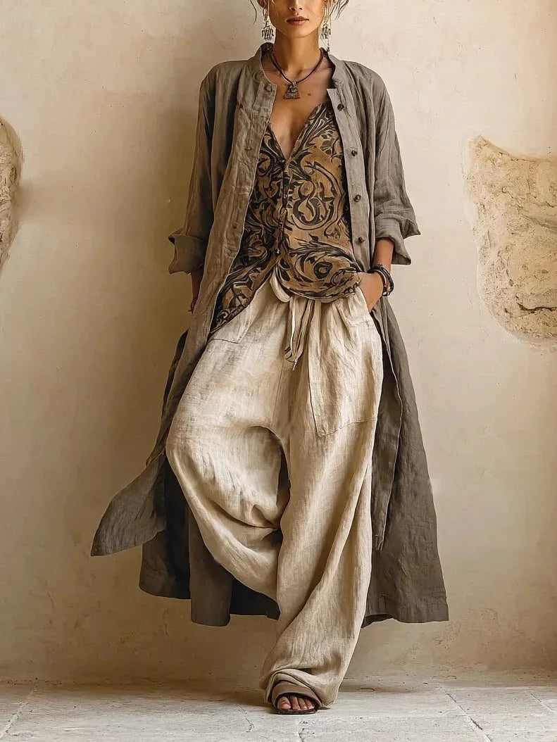 Completo Donna 3 Pezzi con Fantasia Geometrica Vintage