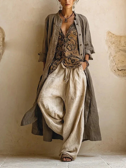 Completo Donna 3 Pezzi con Fantasia Geometrica Vintage